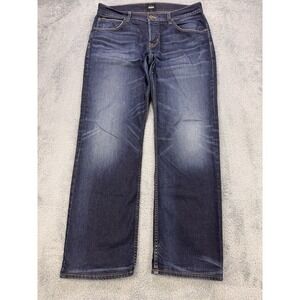 Hudson Jeans Men 34x33 Blue Wilde 5 Pkt Relax Straight Whiskered Dark Denim